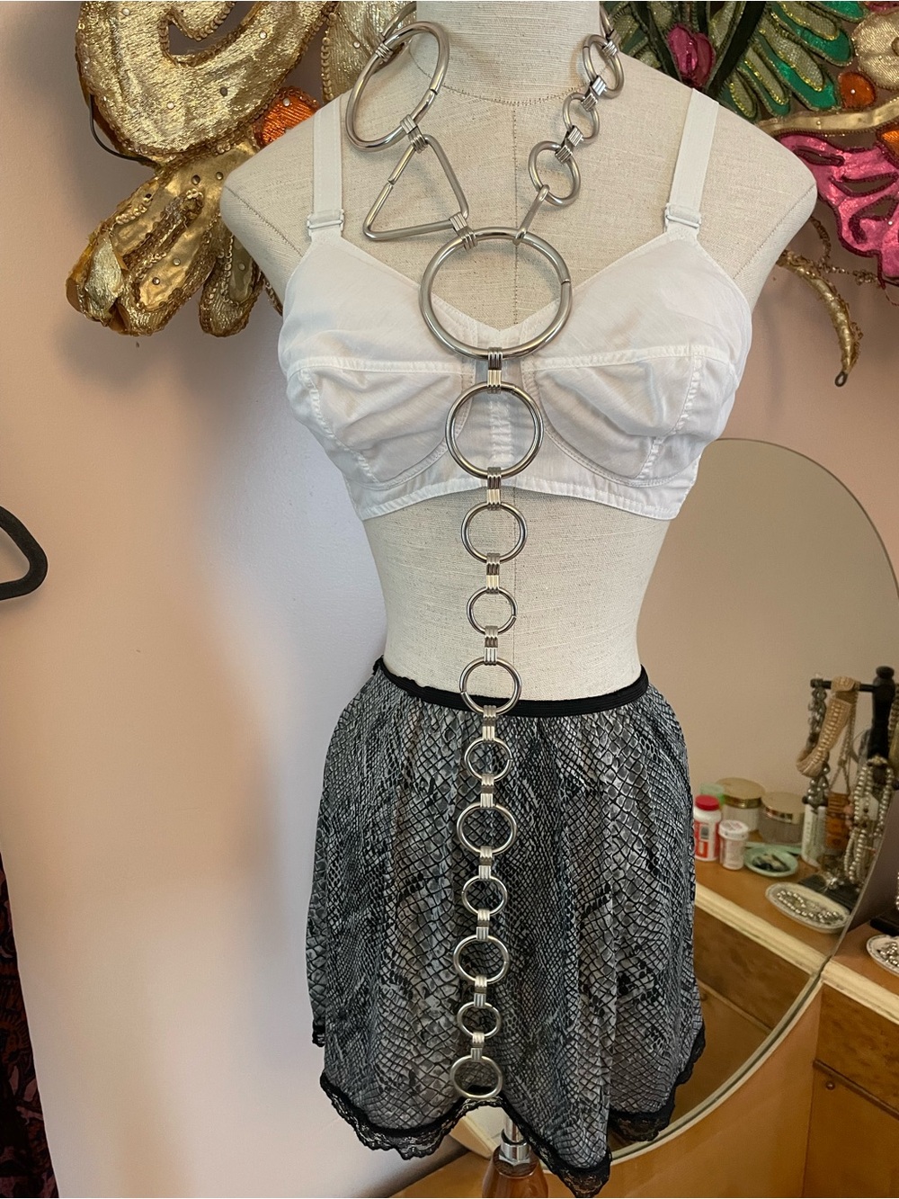 Vintage Silver Linked Circle Waist Chain Belt - Picture 4 of 4